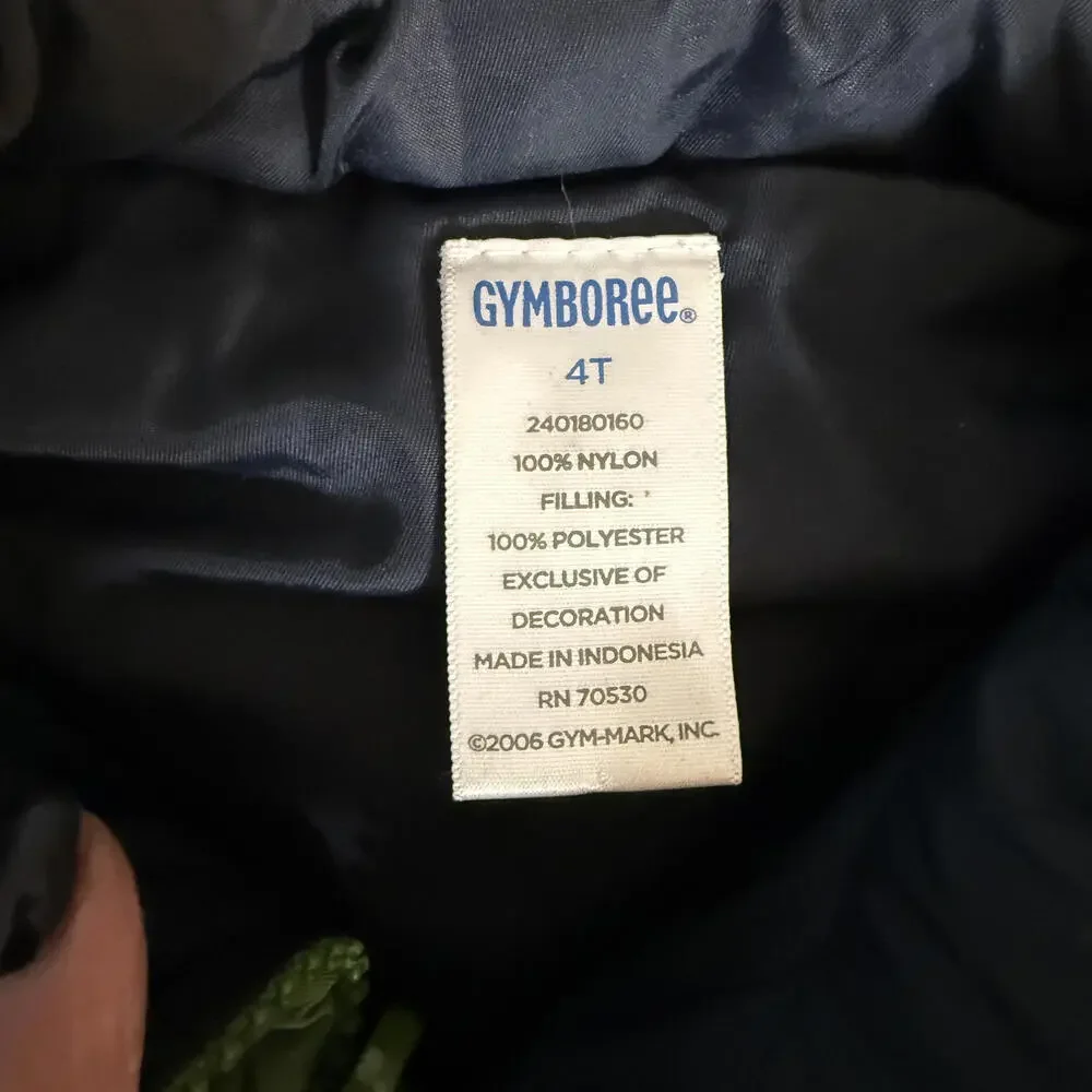 GYMBOREE Olive Green with Helicopter logo Puffer Vest. Poly‎ fill Size 4T